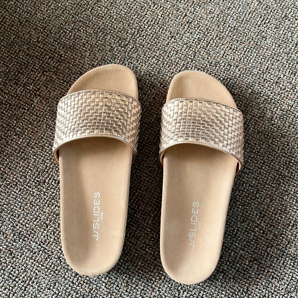 JSlides Pink Leather Slip on Sandals